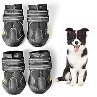 PUPWE Dog Booties,Dog Shoes,Labrador Husky Shoes for Medium to Large Dogs,Dog Outdoor Shoes;Running Shoes for Dogs,Pet Rain Boots;Rugged Anti-Slip Sole and Skid-Proof-4Ps-Size8