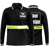 YOWESHOP Hi-Vis Safety T-Shirt Add Your Design Long Sleeve Workout Polo Shirts with Reflective Strips