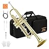 Eastar Bb Trompete mit Koffer Mundstück Reinigungsanzug Reinigungstuch, Gold (ETR-380)