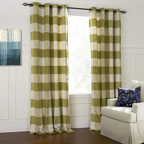 FirstHomer Room Darkening Thermal Insulated Plaid Blackout Lined Curtains for Bedroom/Living Room ( 1 Panel ) Green 50Wx84L Inch