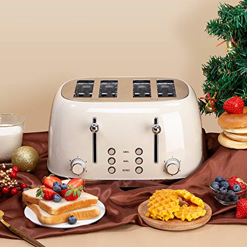 REDMOND 4 Slice Toaster Retro Stainless Steel Toasters with Bagel