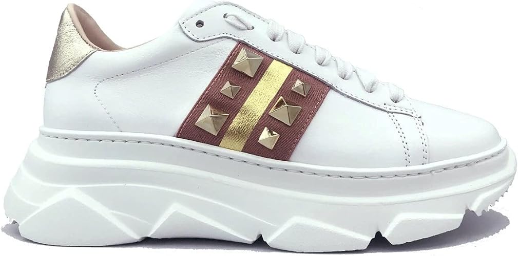 Stokton Shoes Women Sneakers Running White Ash Studs