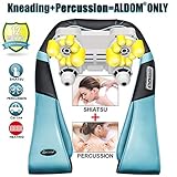 Neck and Back Massager with Deep Heat Kneading and Percussion - Aldom - Shiatsu Shoulder Massager for Relieving Muscle Pain and Stress, Carry Bag Included, Perfect for Home, Car, Office