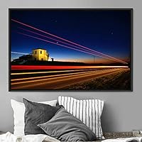 Framed Canvas Wall Art Light Exposure Colorful Industrial Lights Multicolor Neon Photography Places Portrait Realism - 16x24 inches