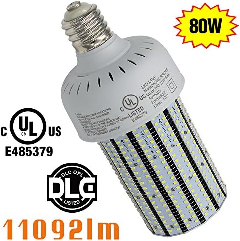 NGTlight 250Watt Mercury Vapor Replacement 80W LED Corn Bulb Wall Pack Street Light Retrofit E39 Mogul Base 6000K(Daylight) AC100-277V