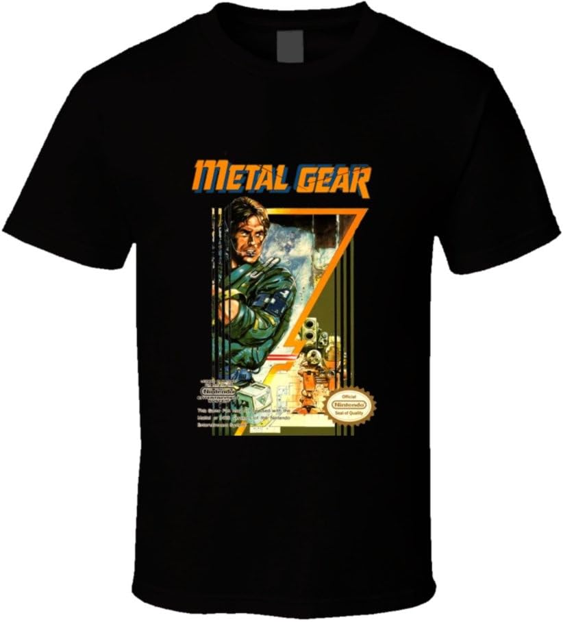 The Village T Shirt ShopMetal Gear NES Box Art Video Game Black T Shirt