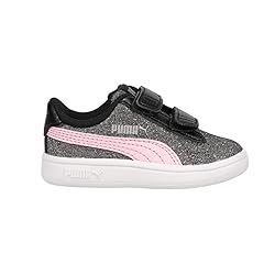 PUMA Kids Smash 2 Hook and Loop Sneaker, Black-Pink