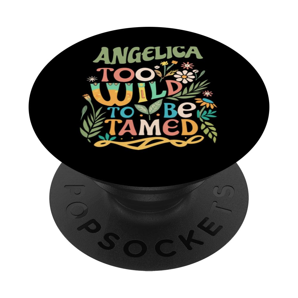 ANGELICA Name Cute Retro Girls Wildflower ANGELICA Name PopSockets Swappable PopGrip
