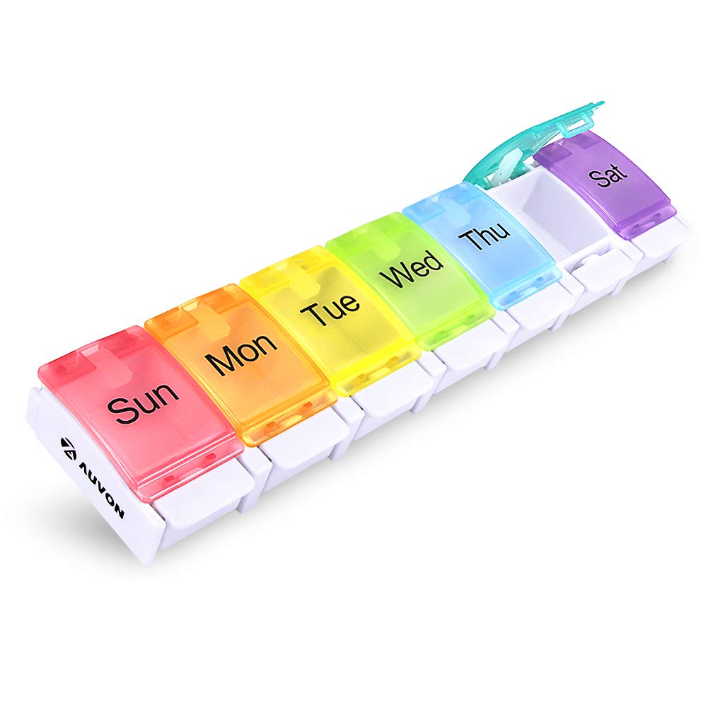 Push Button Pill Organizer, 7 Day PushtoOpen Pill Box