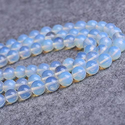 8mm Black Onyx Gemstone Round Loose Beads for Jewelry Making(47-50pcs/strand) (White Opal)