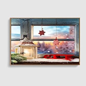 Framed Canvas Home Artwork Decoration Merry Christmas Canvas Wall Art for Living Room, Bedroom - 16x24 inches