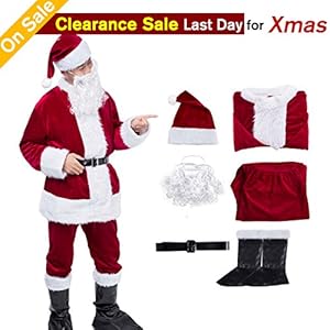 Christmas Santa Claus Costume Santa Suits Santa Costume for Men Adult Costume Wine Red
