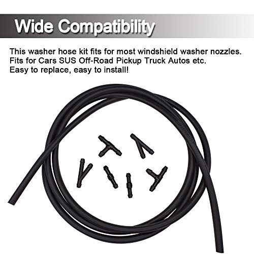 Universal Windshield Washer Nozzle Fluid Hose Kit 2.5 Meters with 6 Pcs Hose Connectors Suitable for Most of Car Washer Fluid Tubing