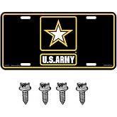 United States Army Star Automobile Metal License Plate Including Fastener Screws