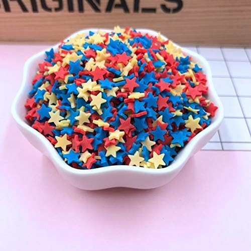 BLUESKYUP Figurines & Miniatures!! 50g/lot Cute Clay Sprinkles, Colorful Heart Five Star Bow Candy Sprinkles for Crafts Making, DIY 1 PCs