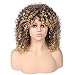 Quick Wig Afro Curly Wigs Short Kinky Curly Full Wigs with Bangs Ombre Brown Mixed Light Brown Synthetic Heat Resistant African Wigs for Black Women