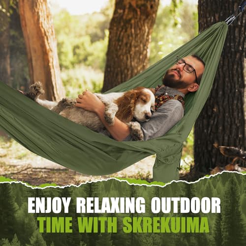 Ultralight Outdoor Hammock 300 kg Load Capacity Travel Hammock Camping Breathable Quick-Drying Portable Parachute Nylon for Backpacking, Hiking, Garden