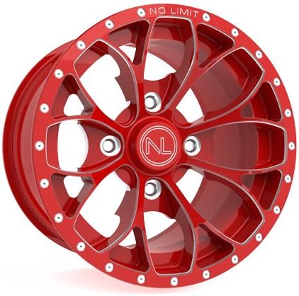 No Limit AJ5603TB 12x6 Venom ATV Wheel in Tracer Bullet Style for Polaris - Red