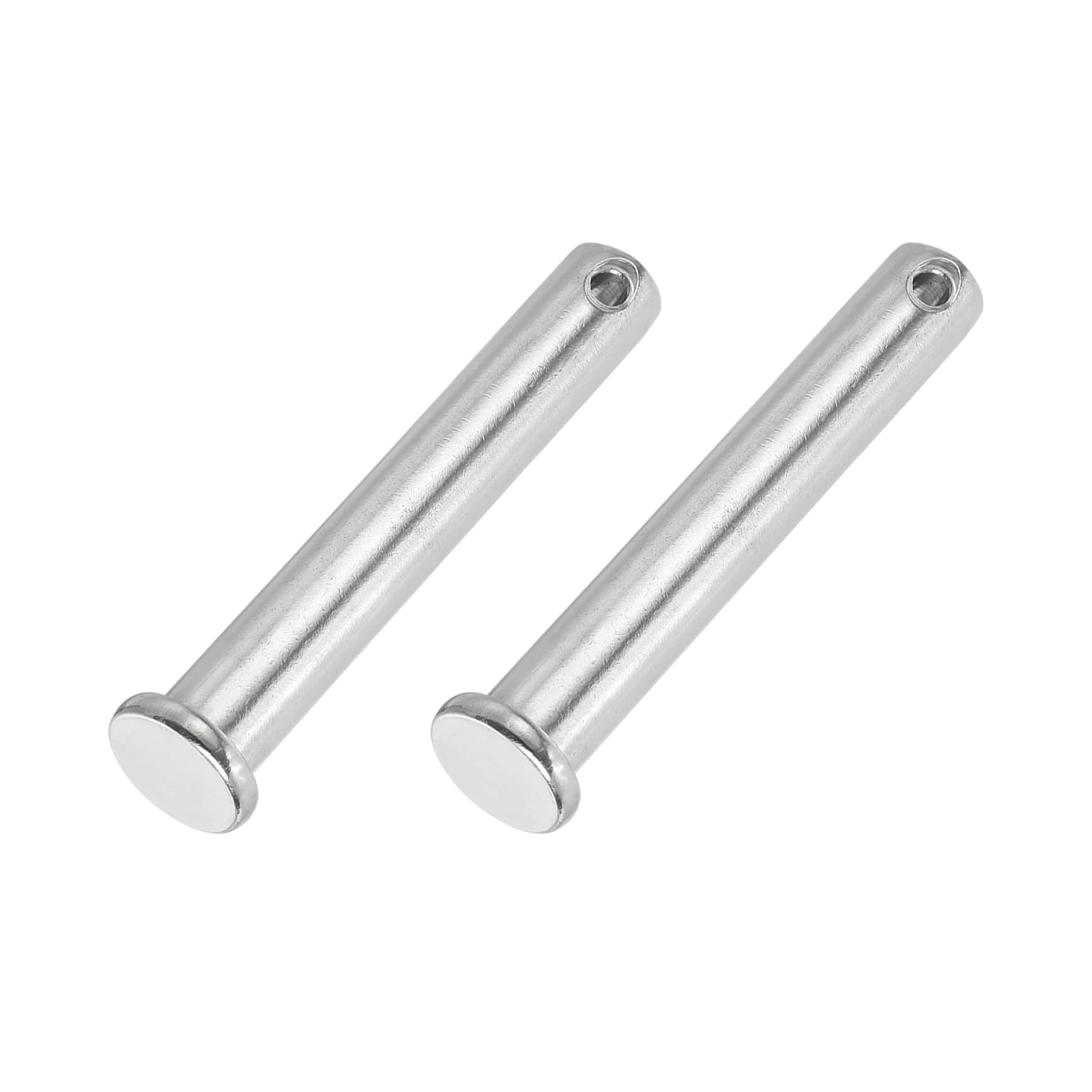 PATIKIL 12 x 80 mm Single Hole Clevis Pins, 2 Pcs 304 Stainless Steel Flat Head Pin for Hitch Pin Lock Link Hinge Systems, Silver