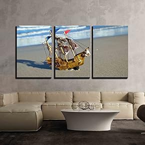 Ship Model on Summer Sunny Beach Travel Voyage...