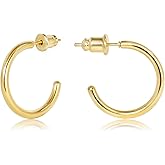 Minimalist Hoops for Women - 14K Gold Open Huggie Hoop Earrings, Hypoallergenic Tiny Hoops in Gold and Silver (Set of 1-5 Pairs)