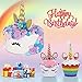 Unicorn Cake Topper with Eyelashes and Unicorn Cupcake Toppers & Wrappers Set - Unicorn Party Decorations Kit for Birthday Party, Baby Shower and Wedding