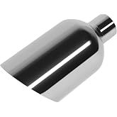 Piclafe 2.5 inch exhaust tip, 2.5" Inlet 5.00" Outlet 12.00" Overall Length, 304 Stainless Steel Chrome Plated Exhaust Tip