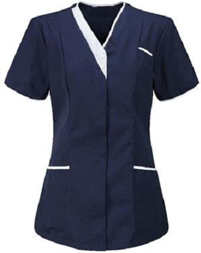 Instex Womens Asymmetrical Tunic with Contrast Trim, Dentist Vet Hospital Beauty Salon