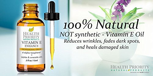 100% Natural & Organic Vitamin E Oil For Your Face & Skin, Unscented - 15,000/30,000 IU - Reduces Wrinkles & Fade Dark Spots. Essential Drops Lighter Than Ointment. Raw Vit E Extract Sunflower.