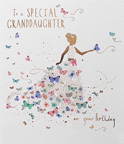 Greeting Card (PLK7128) To A Special Granddaughter - Granddaughter Birthday Dress - From The Lemon Sorbet Range - Embossed Finish.