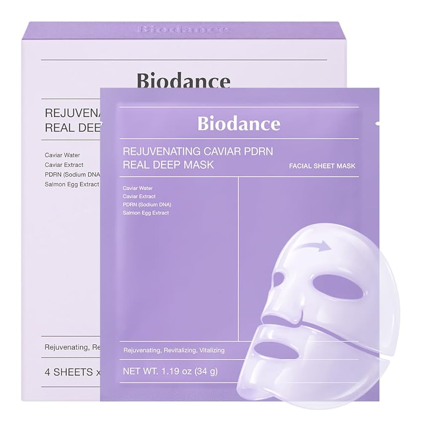 BIODANCE Rejuvenating Caviar PDRN Real Deep Mask, Maschera Viso Notturna in Hydrogel