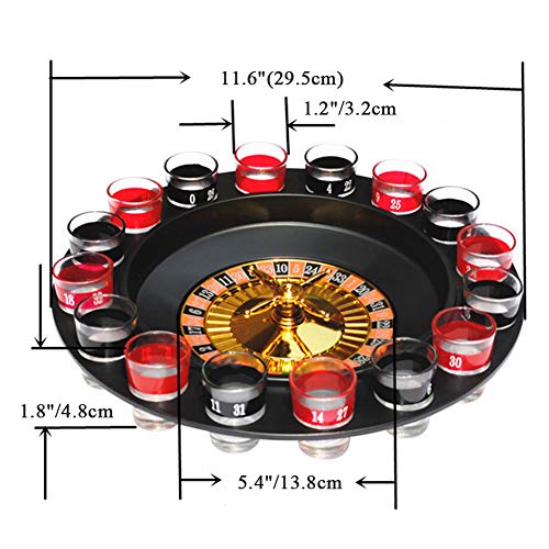 Roulette Drinking Game with 16 Shot Glasses Set for Party Amusement, Night Entertainment, Reunions, Birthday Bashes, Holidays, Novelty Toy, Party Favor