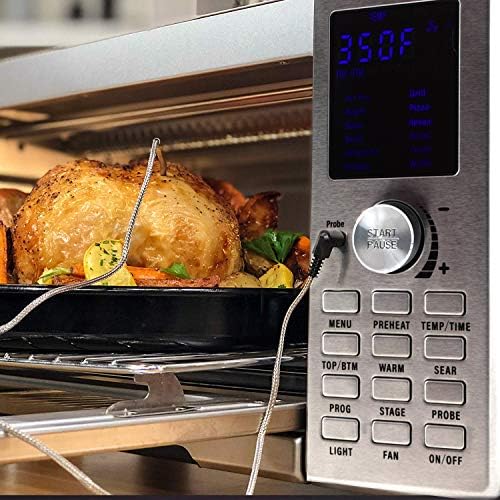 Nuwave Bravo Xl 1800Watt Convection Oven With Crisping And Flavor Infusion Technology (Fit) With Integrated Digital Temperature Probe For Perfect Results 12 Programmed Presets 3 Fan Speeds 5Quartz Heating Elements Precision Temperature Control From 100F To 450F In 5F Increments Cook Up To A 10 Lb Chicken 13 Inch Pizza Or 9 Slices Of Toast Air Fry Broil Bake Roast Grill Toast Dehydrate Warm And Reheat