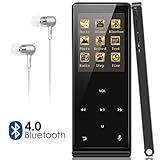MP3 Player with Bluetooth, Wrcibo 8GB MP3 Player with FM Radio and Voice Recorder Lossless Sound, 1.8 Color Screen, Metal Casing, Metal Touch Buttons, 80 Hours Playback, Expandable Up to 128GB