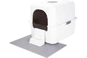 RIZZARI Cat Litter Box with Lid, Increased Entrance Height, Top Entry Enclosed Litter Box with Door, Easy to Install, Suitable for Cats up to 7.5 lbs (White with Handle,Small)