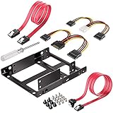Qook 2x 2.5 Inch SSD to 3.5 Inch Internal Hard Disk Drive Mounting Kit Bracket(SATA Data Cables and Power Cables included)