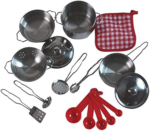Uptown Toys Stainless Steel Pretend Play 12 Piece Gourmet Cookware Set