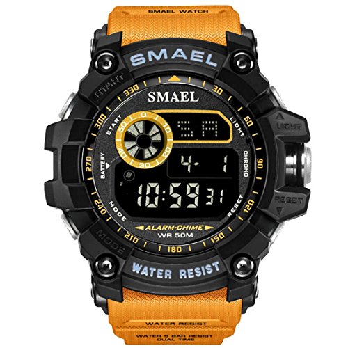 SMAEL Digital Watch, Sports Quartz Watch Outdoor Digital Watch Multifunctional Watches for Men (Orange)