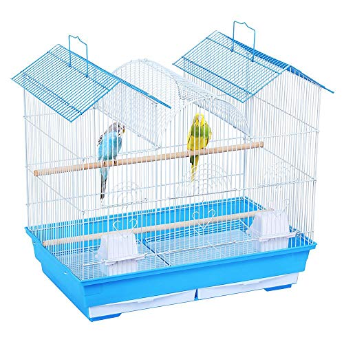 Yaheetech 23-inch Triple Roof Small Bird Cage for Parakeets Parrotlets Budgies Lovebirds Canary Finch Small Parrots w/2 Handles/2 Slide-Out Trays/2 Feeding Cups/2 Bottom Grilles