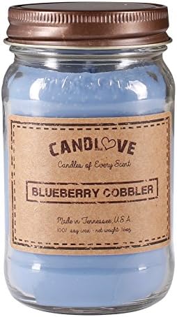 CANDLOVE Scented 16oz Mason Jar Candle 100% Soy Made in The USA (Blueberry Cobbler)