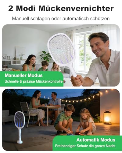 Electric Insect Racket 4800V, 2 in 1 Electric Mosquito Racket with UV Light, Rechargeable USB-C 2000mAh, Electric Fly Swatter for Home, Bedroom, Camping