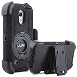 Galaxy S4 Mini Case, ULAK 2in1 Hybrid Case Shock Resistant Design w/Rotating Belt Clip Holster Kickstand for Samsung Galaxy S4 Mini (4.3" inch) 2013 Release Black/Black