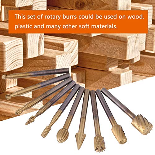 SISHUINIANHUA 10Pcs/Set HSS Titanium Routing Milling Rotary Burrs File Wood Woodworking Carving Carved Knife Tools Accessories