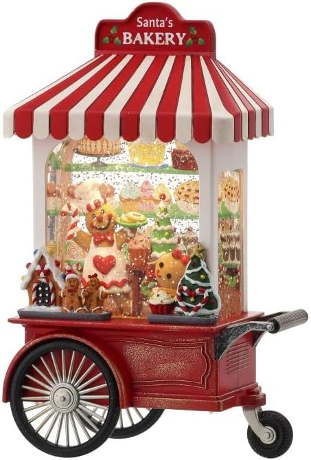 Snow Globes - Regency International Candy Cart Water Globe, 10 inches, Multi-Color, USB or Battery Operated with Timer, Led Lights