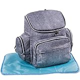 Best Baby Diaper Bag Backpack w/ Stroller Straps & Changing Pad, Gray