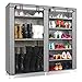 TXT&BAZ 27-Pairs Portable Boot Rack Double Row Shoe Rack Covered Nonwoven Fabric (7-Tiers Silver Grey)