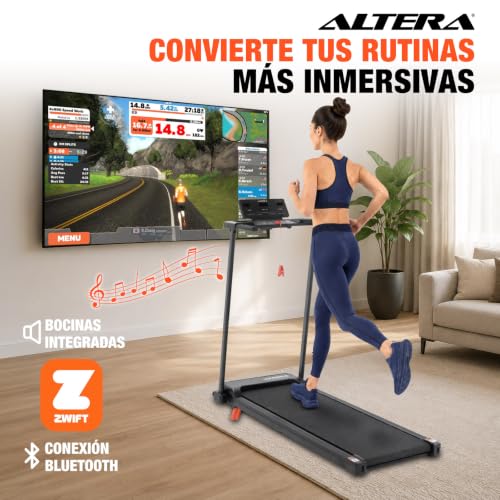 Altera Road - Caminadora Eléctrica con Bluetooth 2.75 HP | Negro, 120 kg, Velocidad 1-10 km/h, Bluetooth, Inclinación Manual 2 Niveles, Banda 104 x 38 cm, Compatible con Apps Fitness