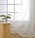MIUCO 2 Panels White Curtains Grommet Textured Solid Sheer Curtains 63 Inches Long for Living Room (2 x 54 Wide x 63