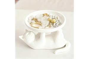 Cute Cat Jewelry Tray, Trinket Dish, Funny Ring Holder Dish, Desktop Organizer for Display Table Bedside, Gift for Cat Lovers