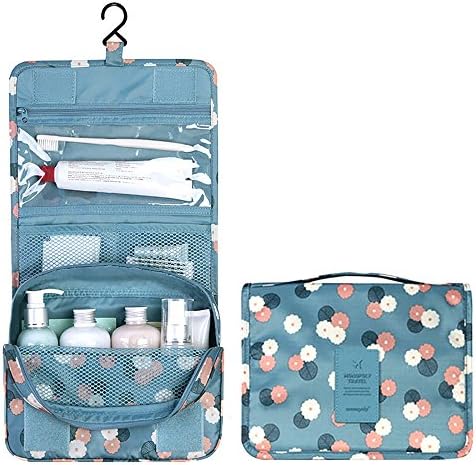Muchengbao Cosmetic bag waterproof travel hanging bag can carry bag to wash gargle bag for Women Girls (blue)